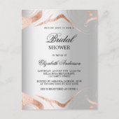 ブライダルシャワー銀バラ金ゴールド大理石エレガント インビテーションポストカード (正面)
