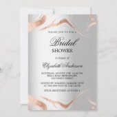 ブライダルシャワー銀バラ金ゴールド大理石エレガント 招待状 (正面)