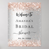 ブライダルシャワー銀バラ金ゴールド歓迎 ポスター (正面)