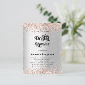 ブライダルシャワー銀バラ金ゴールド エレガント インビテーションポストカード (スタンド正面)