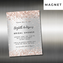 ブライダルシャワー銀バラ金ゴールド マグネット招待状