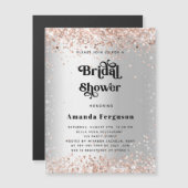 ブライダルシャワー銀バラ金ゴールド マグネット招待状 (正面/裏面)