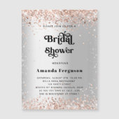 ブライダルシャワー銀バラ金ゴールド マグネット招待状 (正面)