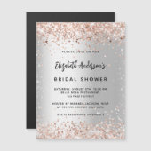 ブライダルシャワー銀バラ金ゴールド マグネット招待状 (正面/裏面)