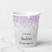 ブライダルシャワー銀パープルグリッターモノグラム 紙コップ (裏面)