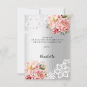 ブライダルシャワー銀フローラレースサンキューカード サンキューカード (裏面)