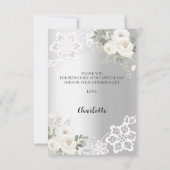 ブライダルシャワー銀フローラレースサンキューカード サンキューカード (裏面)