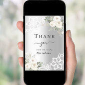 ブライダルシャワー銀フローラレースサンキューカード 招待状