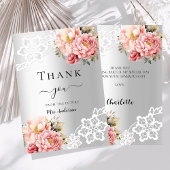 ブライダルシャワー銀フローラレースサンキューカード 招待状