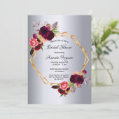 ブライダルシャワー銀フローラ幾何学 招待状 (スタンド正面)