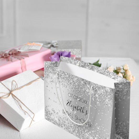 ブライダルシャワー銀名 ラージペーパーバッグ