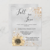 ブライダルシャワー銀素朴ひまわり秋 インビテーションポストカード (正面/裏面)