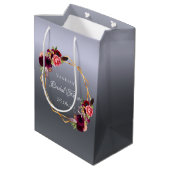 ブライダルシャワー銀花模様ブルゴーニュ幾何学模様 ミディアムペーパーバッグ (裏面アングル)