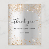 ブライダルシャワー銀金ゴールド予算サンキューカード チラシ (正面)