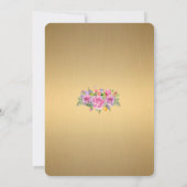 ブライダルシャワー顕彰,一角獣,金属金ゴールド,花 招待状 (裏面)