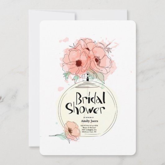 ブライダルシャワー香料ボトル 招待状 (正面)