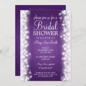 ブライダルシャワー魔法エレガントスパークルパープル 招待状 (正面/裏面)
