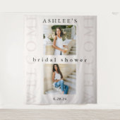 ブライダルシャワー2枚フォトタイポグラフィへようこそ タペストリー (正面)