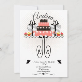 ブライダルシャワー、おいしいケーキ 招待状