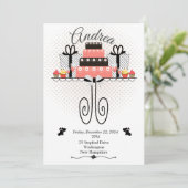 ブライダルシャワー、おいしいケーキ 招待状 (スタンド正面)