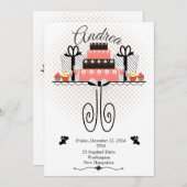 ブライダルシャワー、おいしいケーキ 招待状 (正面/裏面)