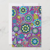 ブライダルシャワー-おもしろいフローラルパターン – マゼンタ 招待状 (裏面)