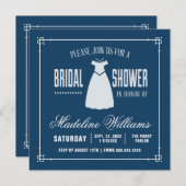 ブライダルシャワー |かわいい白いドレス 招待状 (正面/裏面)