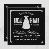 ブライダルシャワー |かわいい白いドレス 招待状 (正面/裏面)