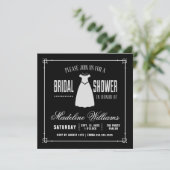 ブライダルシャワー |かわいい白いドレス 招待状 (スタンド正面)