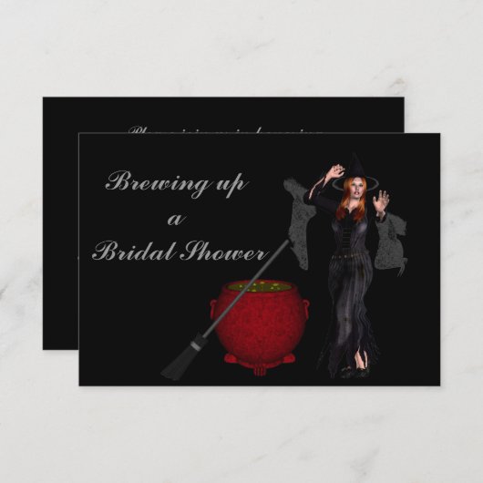 "ブライダルシャワー"のの上で醸造します魔法使いおよび大がま[a] 招待状 (正面/裏面)