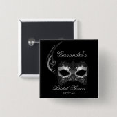 "ブライダルシャワー"の-レースの仮面舞踏会のマスク 缶バッジ (正面&裏面)