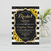 ブライダルシャワー – ひまわりストライプの花 招待状 (スタンド正面)