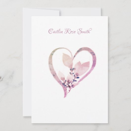 ブライダルシャワー、ほこりっぽいバラ水彩 招待状 (裏面)