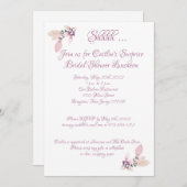 ブライダルシャワー、ほこりっぽいバラ水彩 招待状 (正面/裏面)