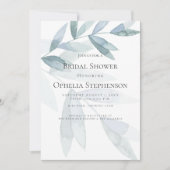ブライダルシャワー |ほこりっぽい青い水色ユーカリ 招待状 (正面)