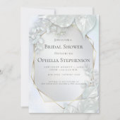 ブライダルシャワー |アイスブルーパールきらめく 招待状 (正面)