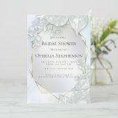 ブライダルシャワー |アイスブルーパールきらめく 招待状 (スタンド正面)
