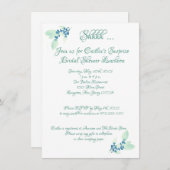 ブライダルシャワー、アクアウォーター色 招待状 (正面/裏面)