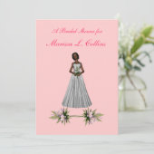 "ブライダルシャワー"アフリカ系の花嫁[1] w/ピンクのフロウ 招待状 (スタンド正面)