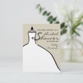 ブライダルシャワー-ウェディングドレスのカスタム色 招待状 (スタンド正面)