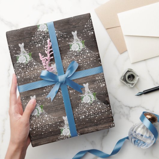 ブライダルシャワー ウェディングドレス ラスティックパーティー ラッピングペーパー (ギフト)