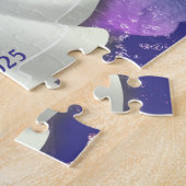 ブライダルシャワー ウェディングドレス 紫とローズゴールドの豪華 ジグソーパズル (側面)