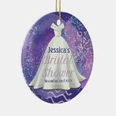 ブライダルシャワー ウェディングドレス 紫とローズゴールドの豪華 セラミックオーナメント (右)