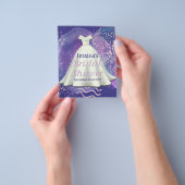 ブライダルシャワー ウェディングドレス 紫とローズゴールドの豪華 チラシ (手)