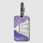 ブライダルシャワー ウェディングドレス 紫とローズゴールドの豪華 ラゲッジタグ (正面縦)