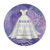 ブライダルシャワー ウェディングドレス 紫＆ローズゴールド グラム カッティングボード (正面)