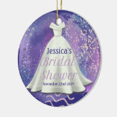 ブライダルシャワー ウェディングドレス 紫&ローズゴールド グラム セラミックオーナメント (左)