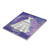 ブライダルシャワー ウェディングドレス 紫&ローズゴールド グラム タイル (側面)