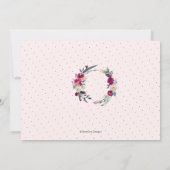 ブライダルシャワー、ウォーター素朴カラーバーガンディリース 招待状 (裏面)