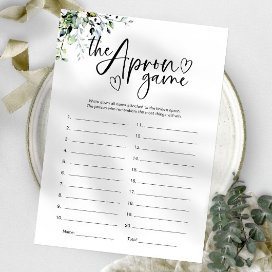 ブライダルシャワー エプロン メモリーゲーム 招待状